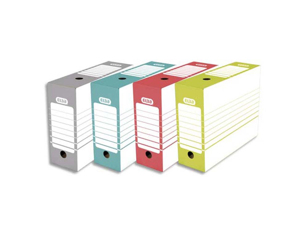 Boîte archives elba carton 466x440mm dos 100mm système montage automatique coloris gris