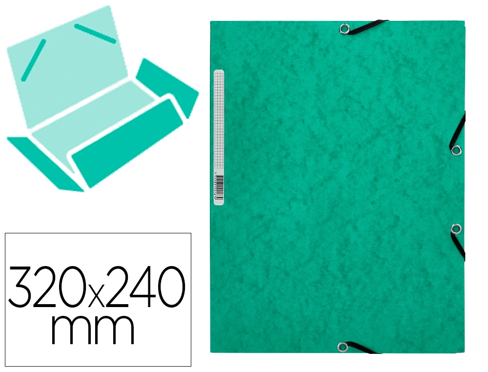 Chemise q-connect carte lustrée 375g pour documents a4 320x243mm 3 rabats coloris vert.
