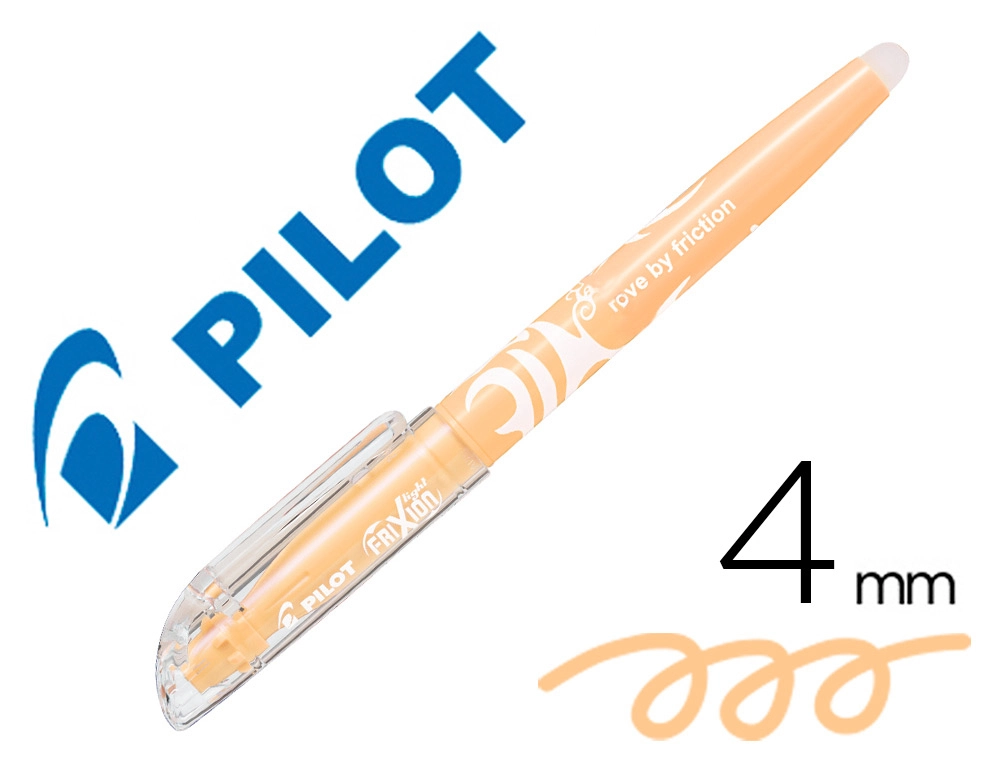 Surligneur pilot frixion light natural effacable pointe moyenne biseautee coloris orange clair.
